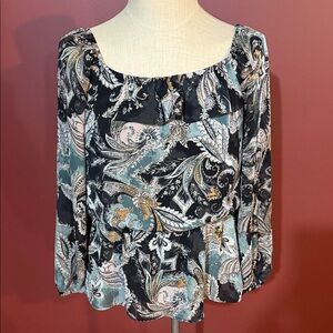 Maurices paisley Floral Print Women's Blouse Top - Black and Blues